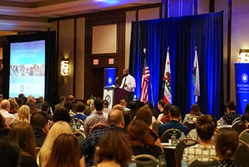 NU alumnus Taurean Clark shares his life and academic journey with NU staff at the 2017 Fall Staff Summit.