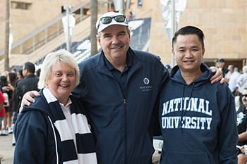 President Andrews with Dr. Judy Mantle, dean of SCOE and NU alumnus, Shaun Bunn, at Teacher Appreciation Night.