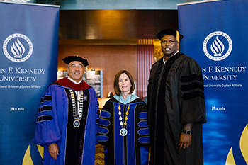 Former Golden State Warrior and JFKU alumnus Adonal Foyle receives an honorary doctorate from Chancellor