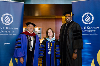 Former Golden State Warrior and JFKU alumnus Adonal Foyle receives an honorary doctorate from Chancellor
