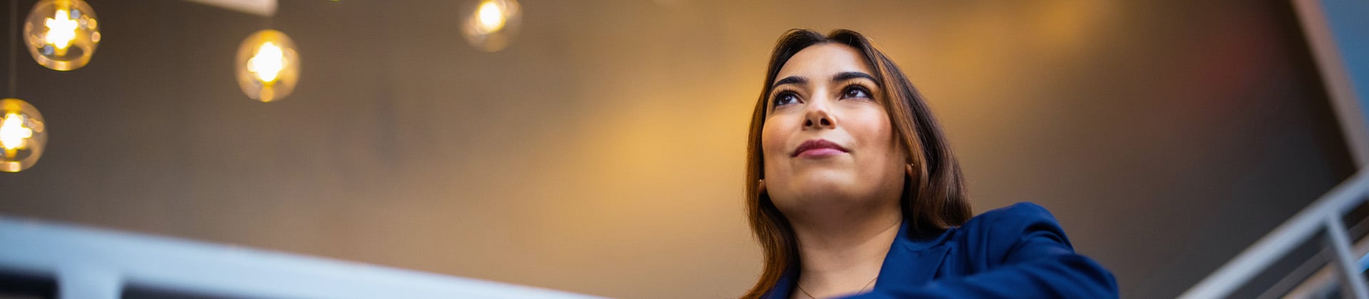 Woman looks confidently ahead of her