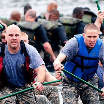 men going through a training exercise in the military