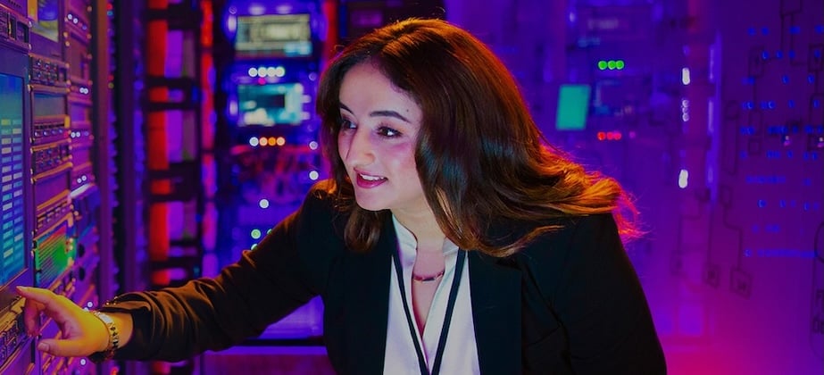 person in server room