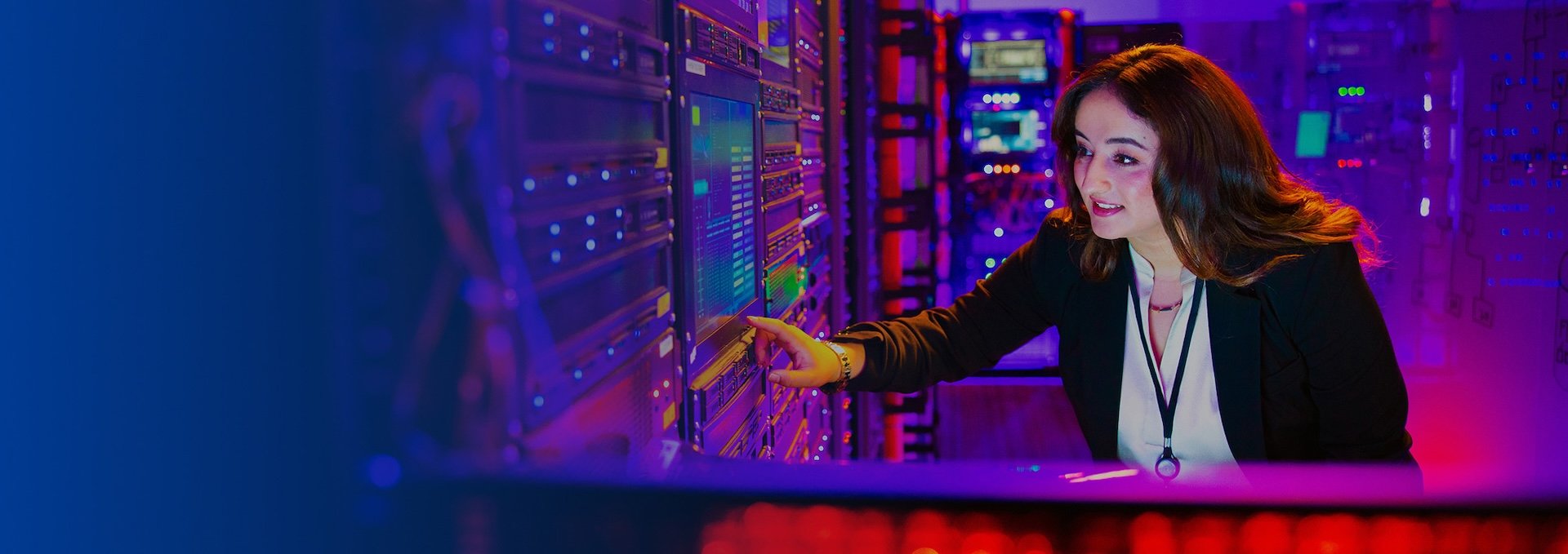 person in server room