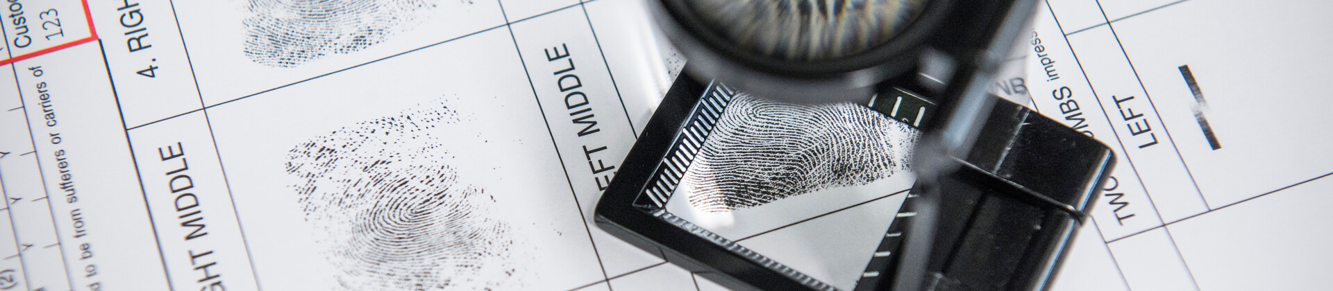 close up of finger print card