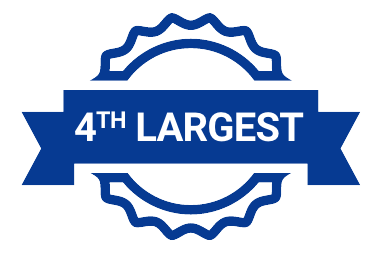 award icon that says "4th largest" in the center