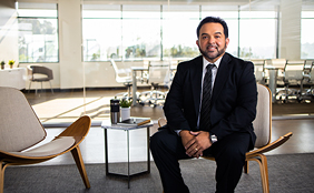 Person sitting in office building