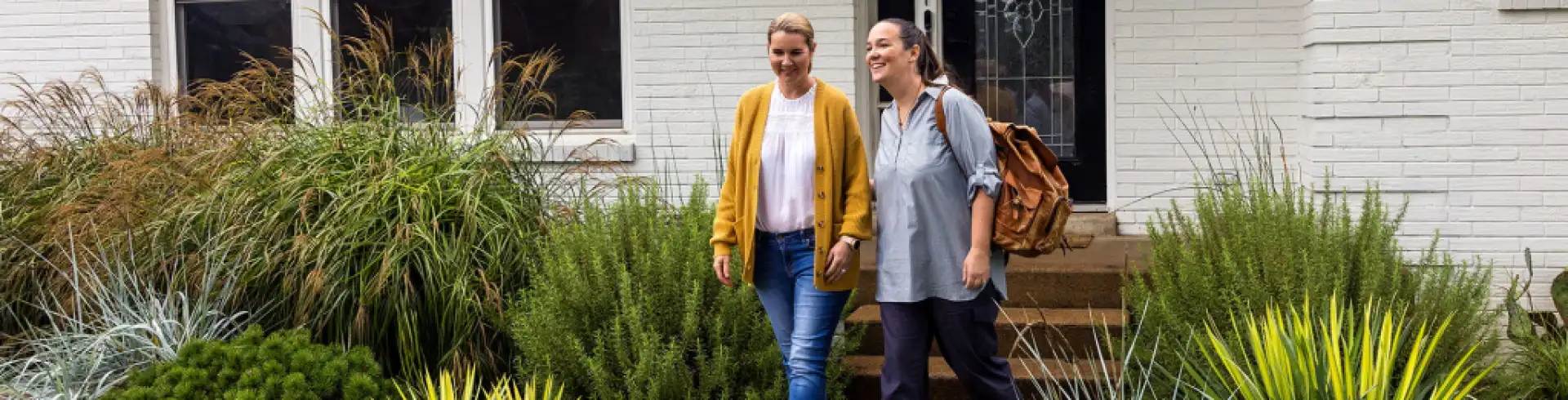 Couple leaving their home