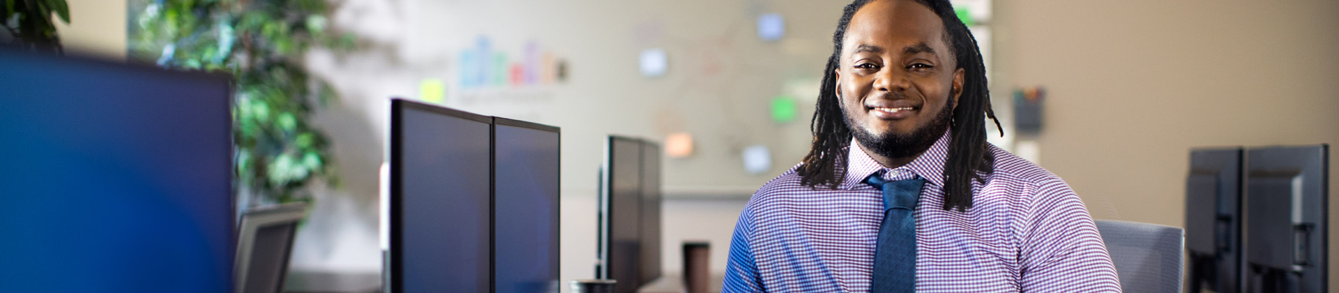 Person walking through office cubicles