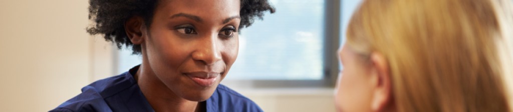 Close up of counselor talking with her patient.