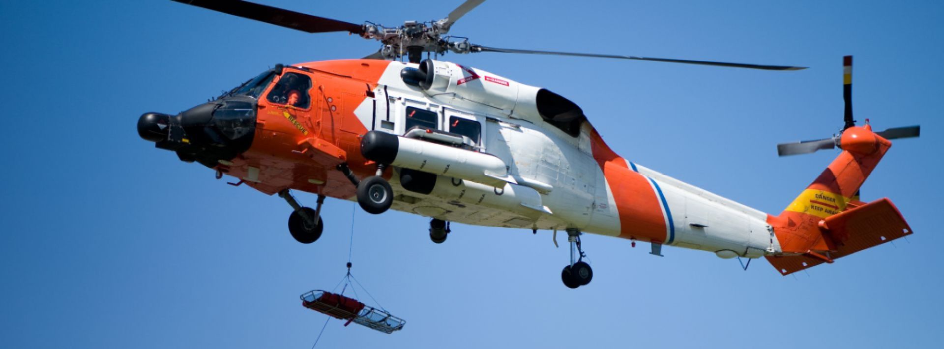 Coast Guard helicopter in the sky