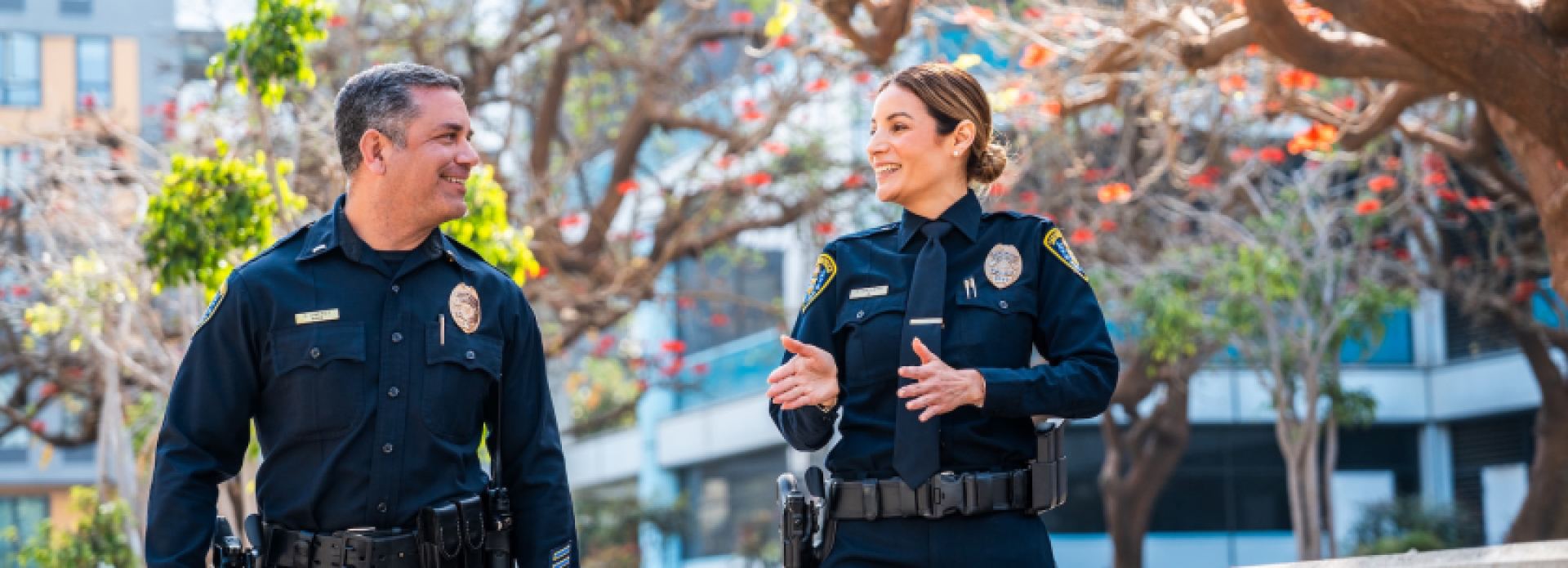 two police officers walking outside