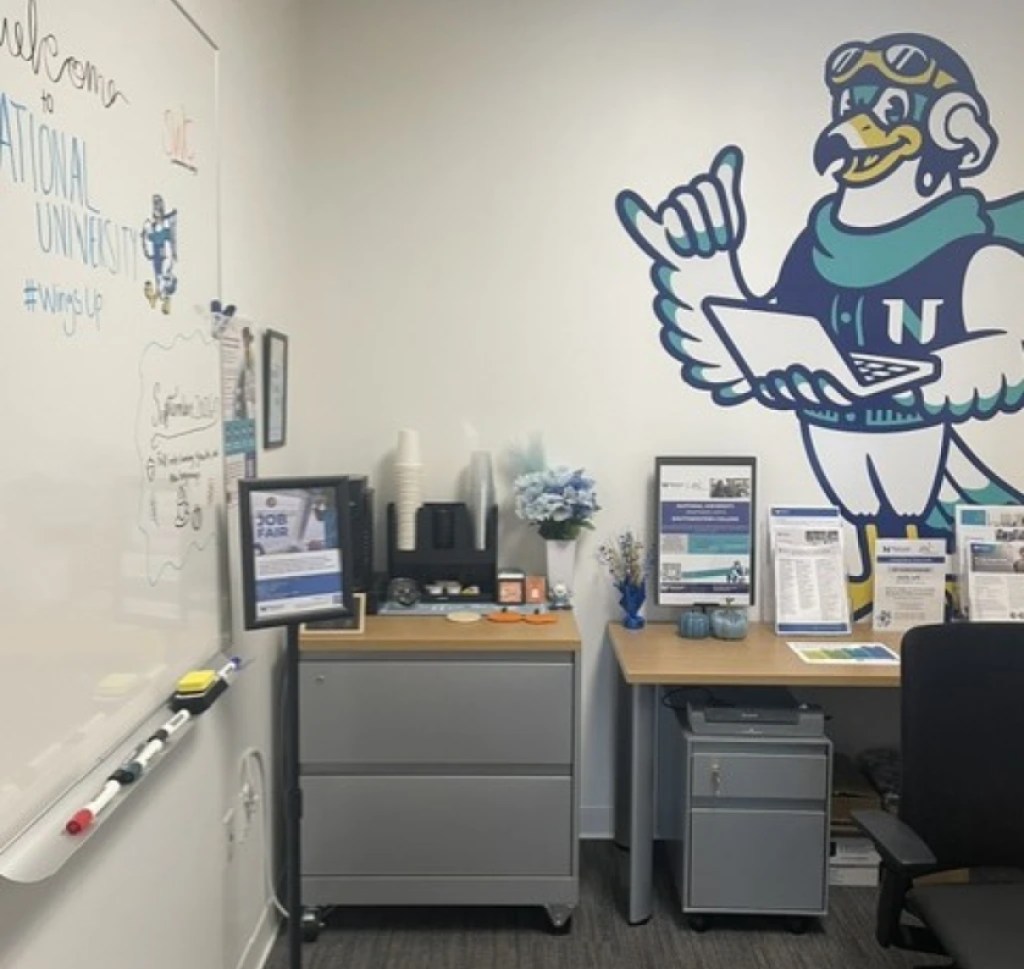 National University room with Navi on the wall